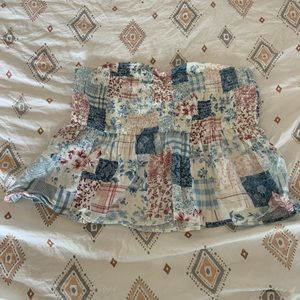 Quilt Pattern Sleeveless American Eagle Crop Top